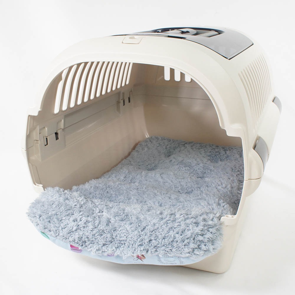 あごのせ縁無しクッション/クレートクッション マカロンブルーファーサックスブルー Mサイズ