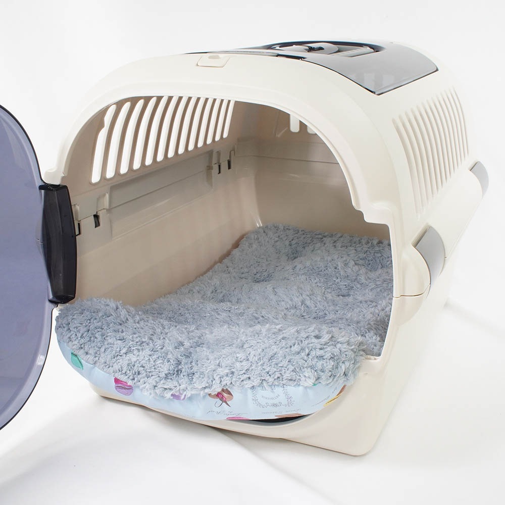 あごのせ縁無しクッション/クレートクッション マカロンブルーファーサックスブルー Mサイズ