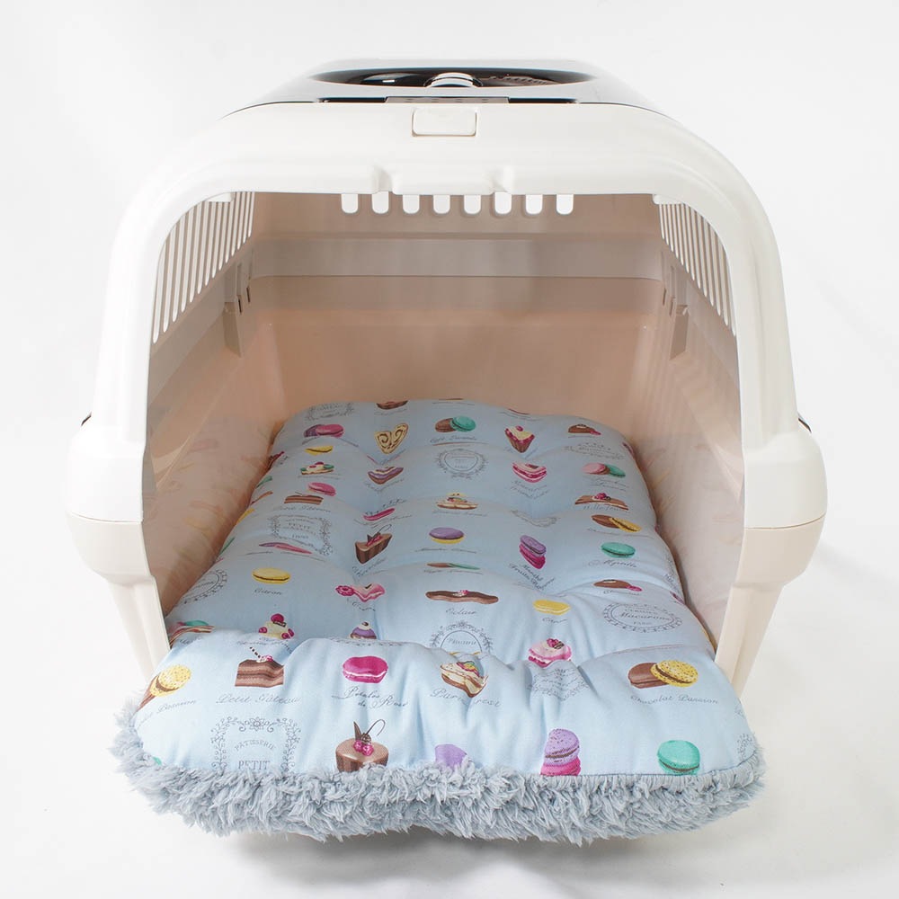 あごのせ縁無しクッション/クレートクッション マカロンブルーファーサックスブルー Mサイズ