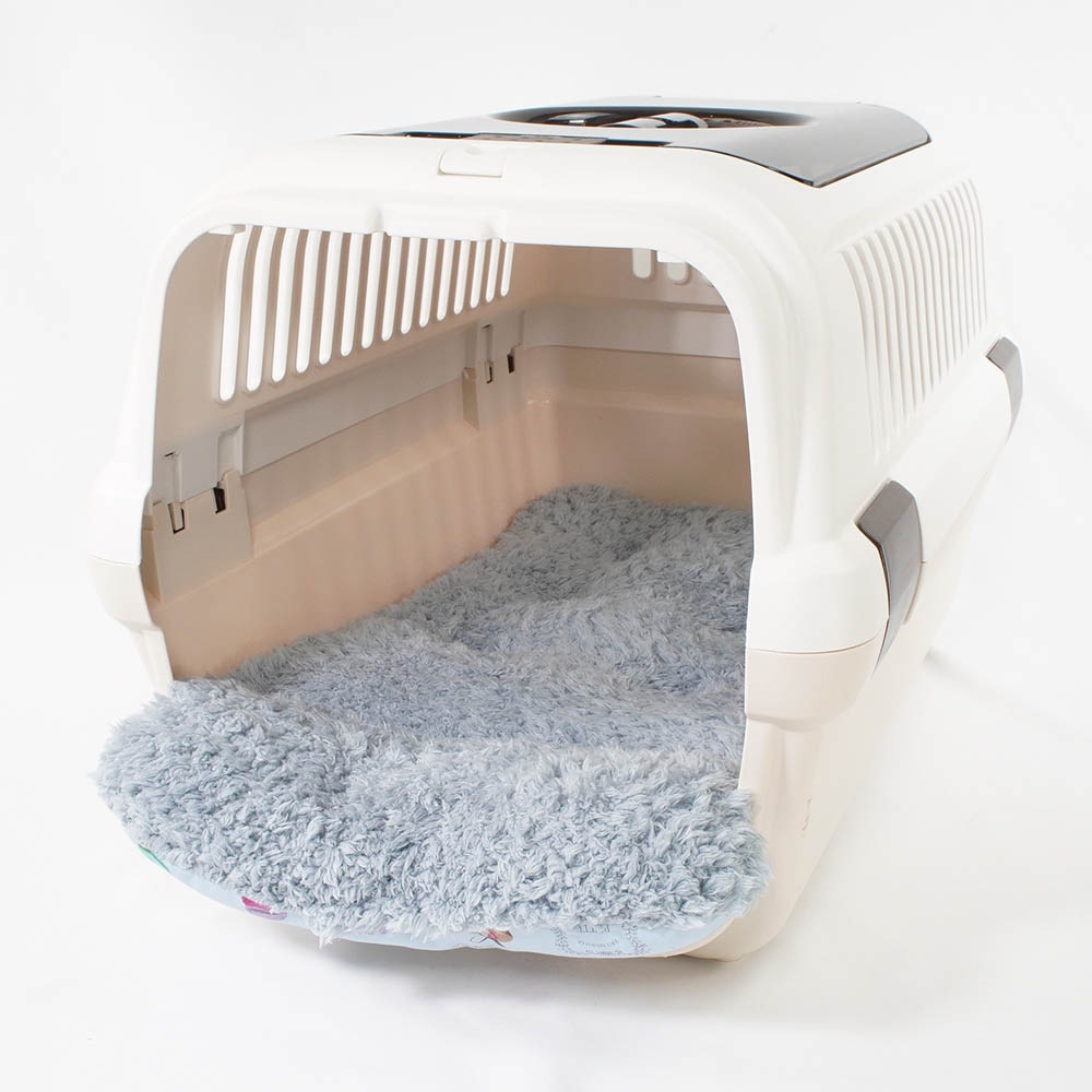 あごのせ縁無しクッション/クレートクッション マカロンブルーファーサックスブルー Mサイズ