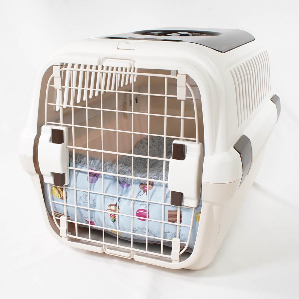 あごのせ縁無しクッション/クレートクッション マカロンブルーファーサックスブルー Mサイズ