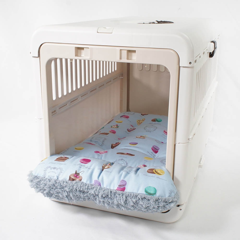 あごのせ縁無しクッション/クレートクッション マカロンブルーファーサックスブルー Mサイズ