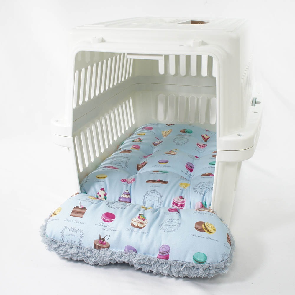 あごのせ縁無しクッション/クレートクッション マカロンブルーファーサックスブルー Mサイズ