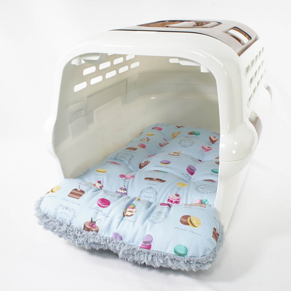 あごのせ縁無しクッション/クレートクッション マカロンブルーファーサックスブルー Mサイズ