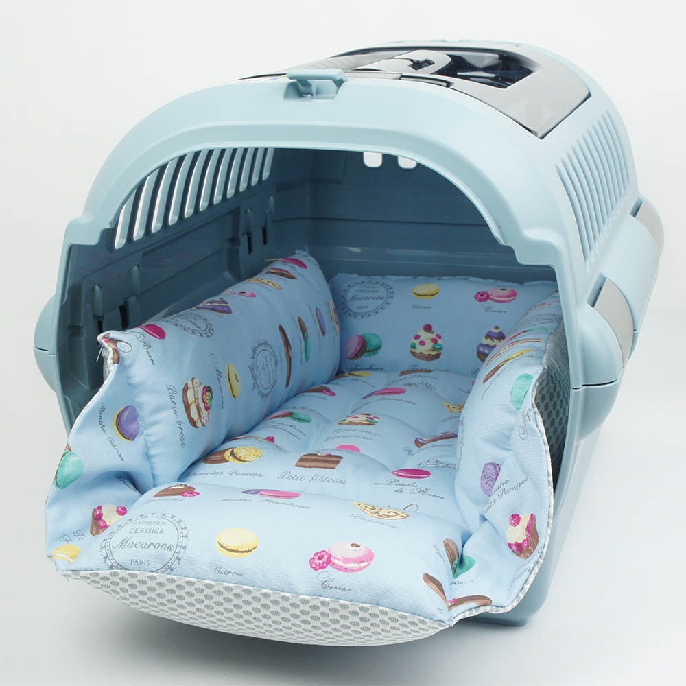 ペットが喜ぶ 夏用キャリークッションベッド iCOLD 接触冷感 マカロンブルー Sサイズ