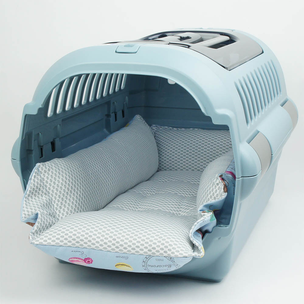 ペットが喜ぶ 夏用キャリークッションベッド iCOLD 接触冷感 マカロンブルー Sサイズ
