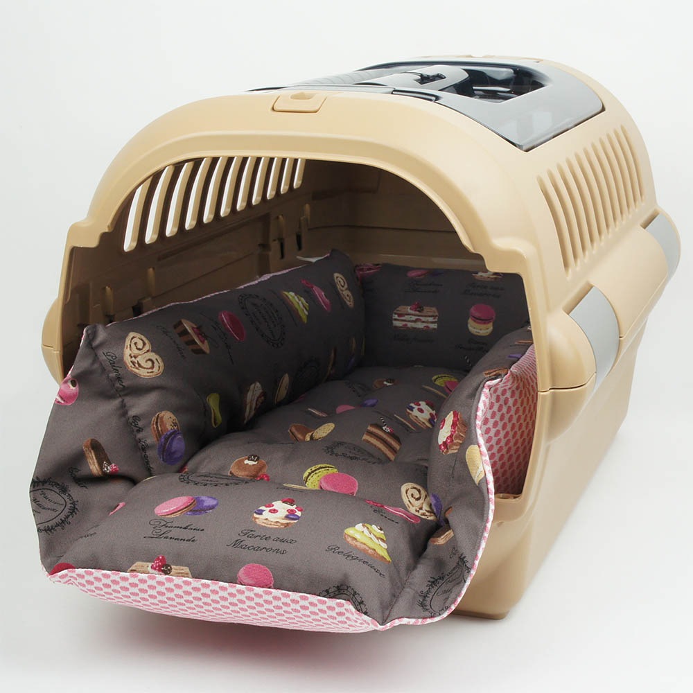ペットが喜ぶ 夏用キャリークッションベッド iCOLD 接触冷感 マカロンチョコ Sサイズ