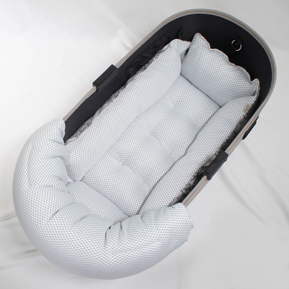 【500円OFF】DOME3ラージ用クッションセット 夏用ぷくぷく あごのせクッション+夏用キャリークッションベッド Mサイズ 東洋紡iCOLD 接触冷感 ヴィンテージダマスク グレー