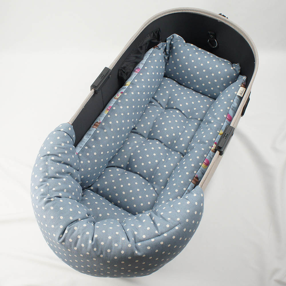 【500円OFF】DOME3ラージ用クッションセット ぷくぷく あごのせクッション＋キャリークッションベッド Mサイズ マカロンブルードット