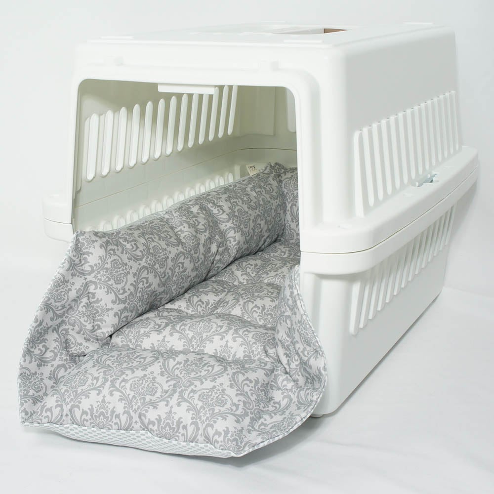 【500円OFF】DOME3ラージ用クッションセット 夏用ぷくぷく あごのせクッション＋夏用キャリークッションベッド Mサイズ 東洋紡iCOLD 接触冷感 ダマスク グレー