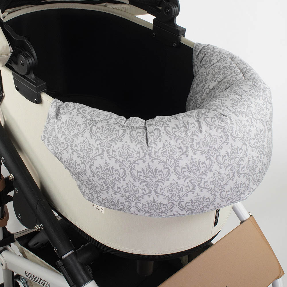 【500円OFF】DOME3ラージ用クッションセット 夏用ぷくぷく あごのせクッション＋夏用キャリークッションベッド Mサイズ 東洋紡iCOLD 接触冷感 ダマスク グレー