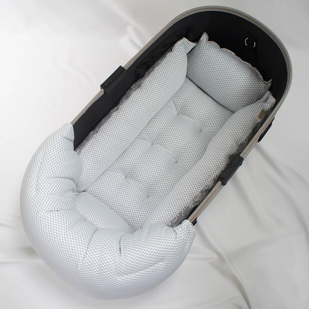 【500円OFF】DOME3ラージ用クッションセット 夏用ぷくぷく あごのせクッション＋夏用キャリークッションベッド Mサイズ 東洋紡iCOLD 接触冷感 ダマスク グレー