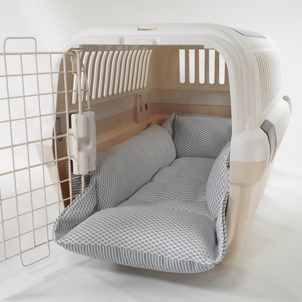 ペットが喜ぶ 夏用キャリークッションベッド iCOLD 接触冷感 ヒッコリーデニムサックス Mサイズ