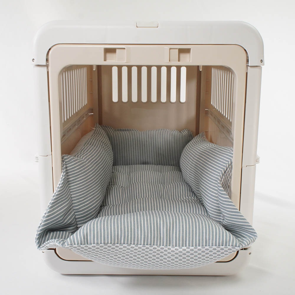 ペットが喜ぶ 夏用キャリークッションベッド iCOLD 接触冷感 ヒッコリーデニムサックス Mサイズ