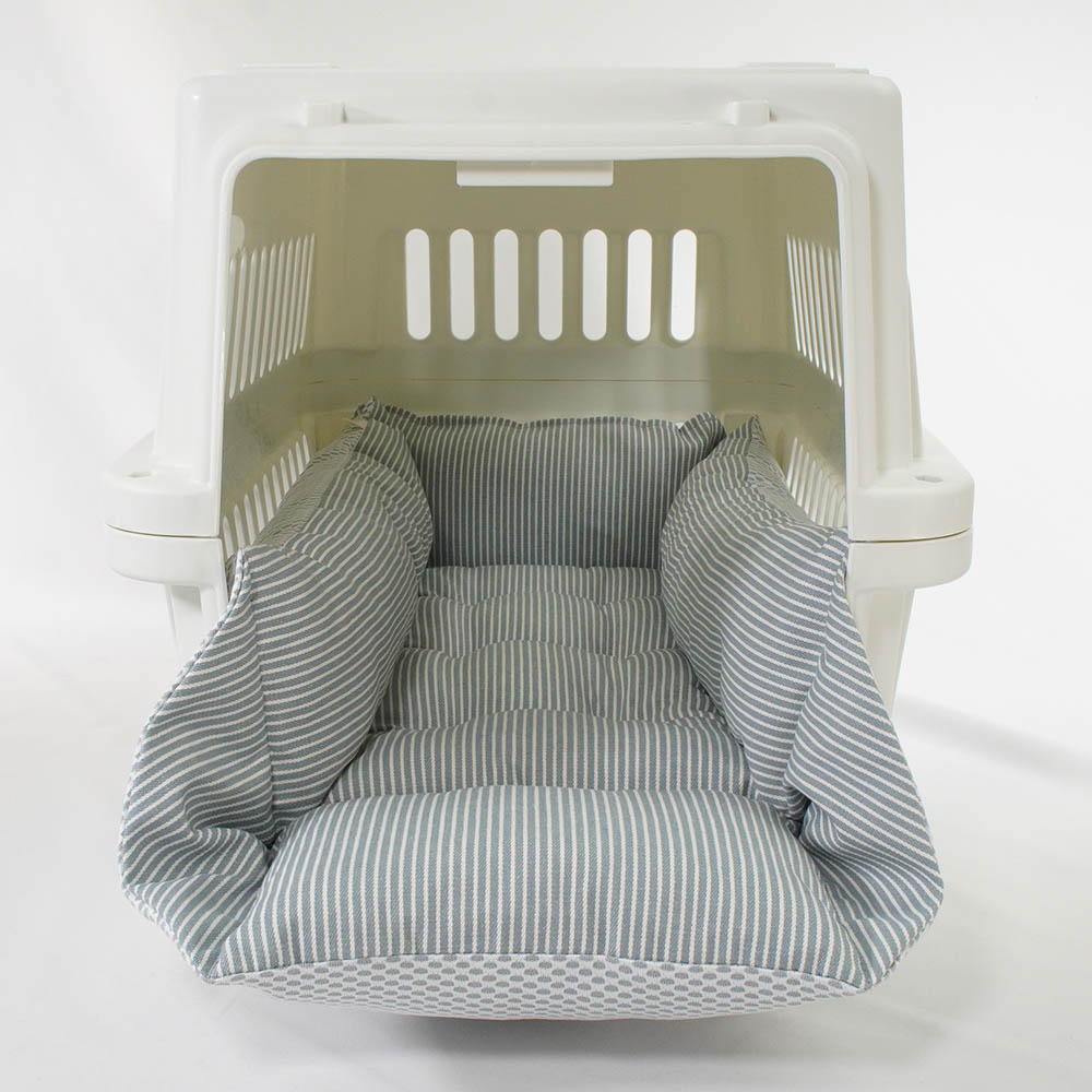ペットが喜ぶ 夏用キャリークッションベッド iCOLD 接触冷感 ヒッコリーデニムサックス Mサイズ