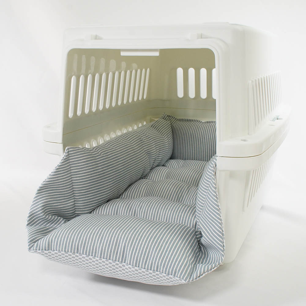 ペットが喜ぶ 夏用キャリークッションベッド iCOLD 接触冷感 ヒッコリーデニムサックス Mサイズ