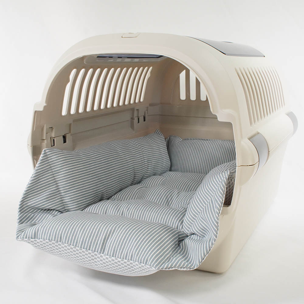 ペットが喜ぶ 夏用キャリークッションベッド iCOLD 接触冷感 ヒッコリーデニムサックス Mサイズ