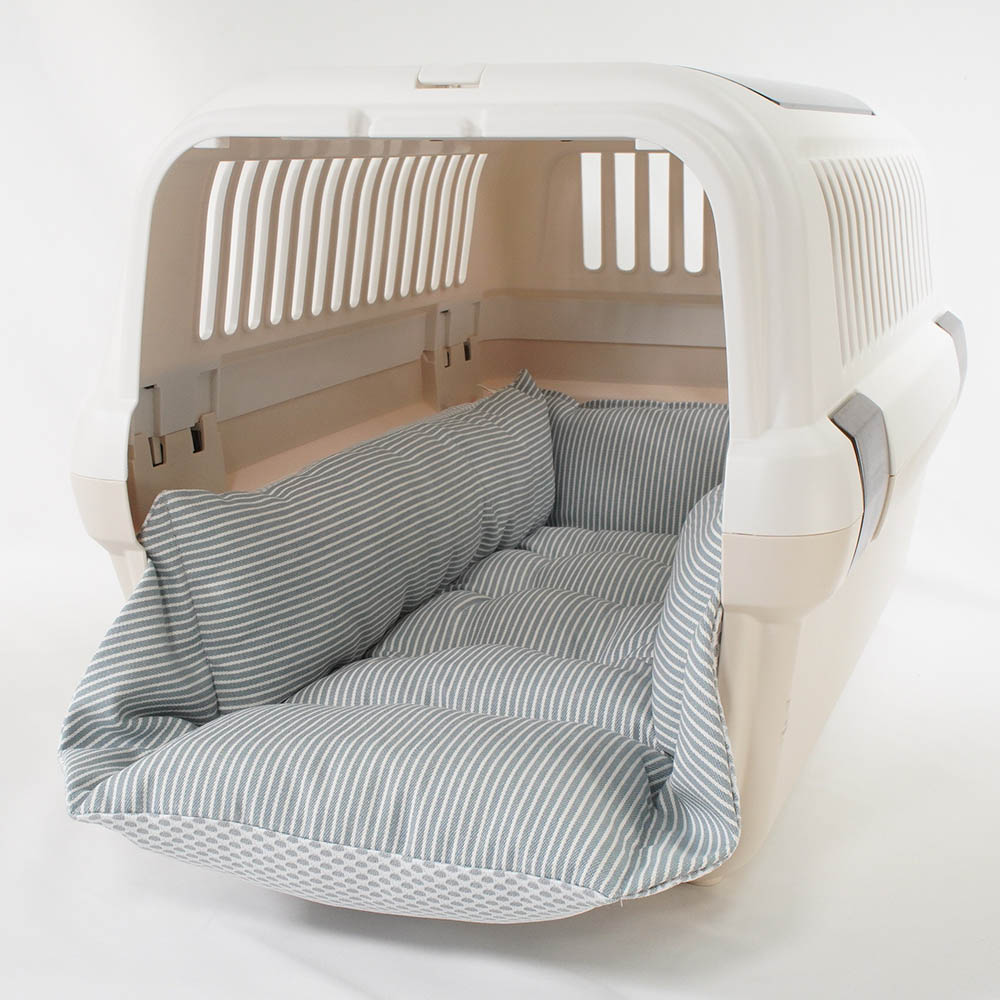 ペットが喜ぶ 夏用キャリークッションベッド iCOLD 接触冷感 ヒッコリーデニムサックス Mサイズ