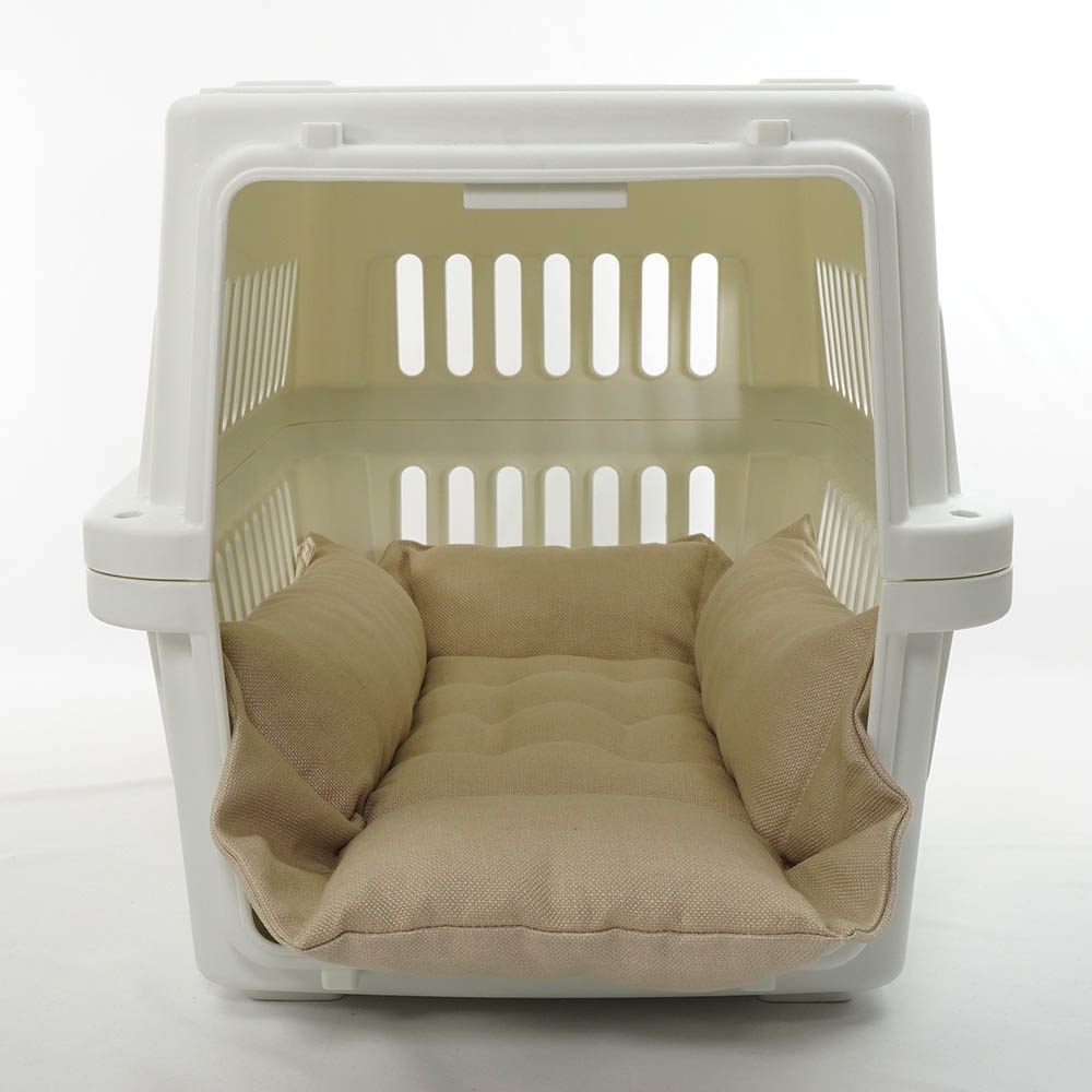 高品質な厚めのリネン素材 キャリークッションベッド/クレートクッション リトアニアリネン(両面リネン) Sサイズ