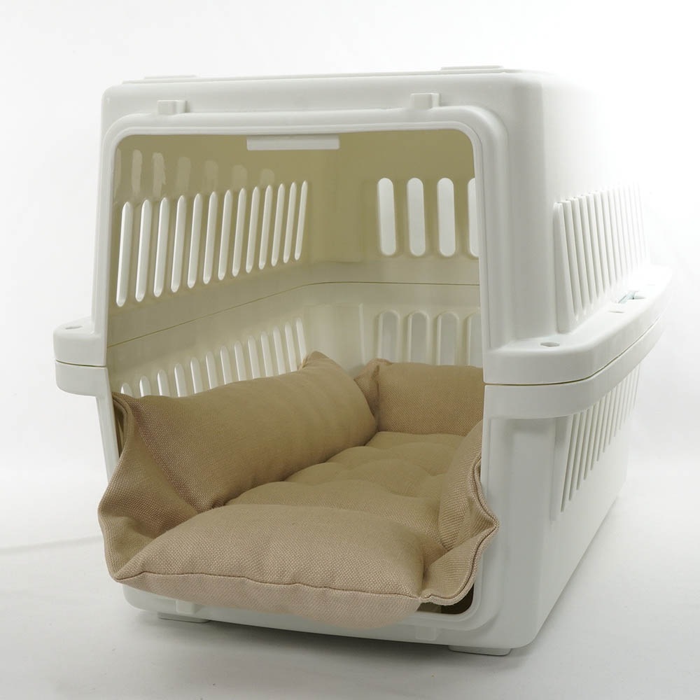 高品質な厚めのリネン素材 キャリークッションベッド/クレートクッション リトアニアリネン(両面リネン) Sサイズ