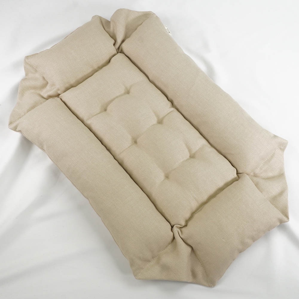 高品質な厚めのリネン素材 キャリークッションベッド/クレートクッション リトアニアリネン(両面リネン) Sサイズ