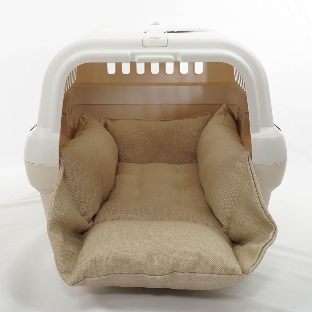 高品質な厚めのリネン素材 キャリークッションベッド/クレートクッション リトアニアリネン(両面リネン) Sサイズ