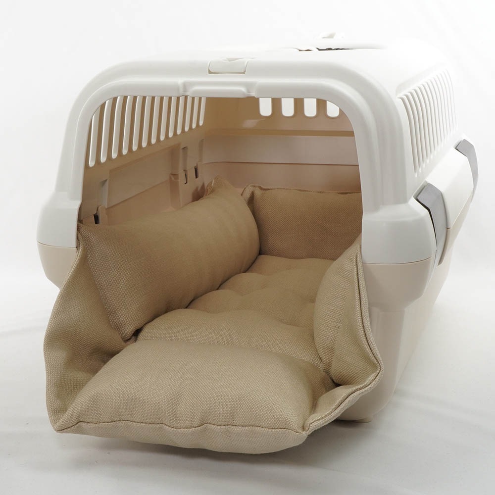 高品質な厚めのリネン素材 キャリークッションベッド/クレートクッション リトアニアリネン(両面リネン) Sサイズ