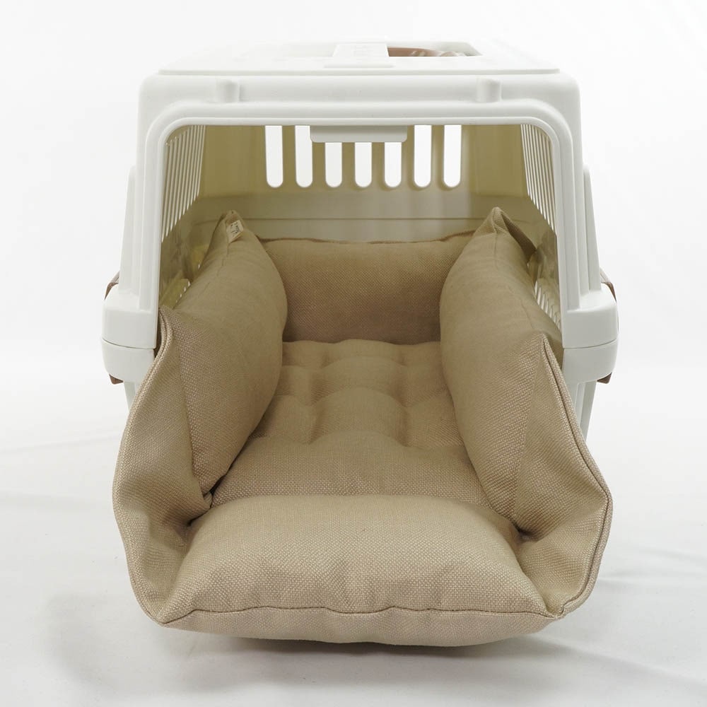 高品質な厚めのリネン素材 キャリークッションベッド/クレートクッション リトアニアリネン(両面リネン) Sサイズ