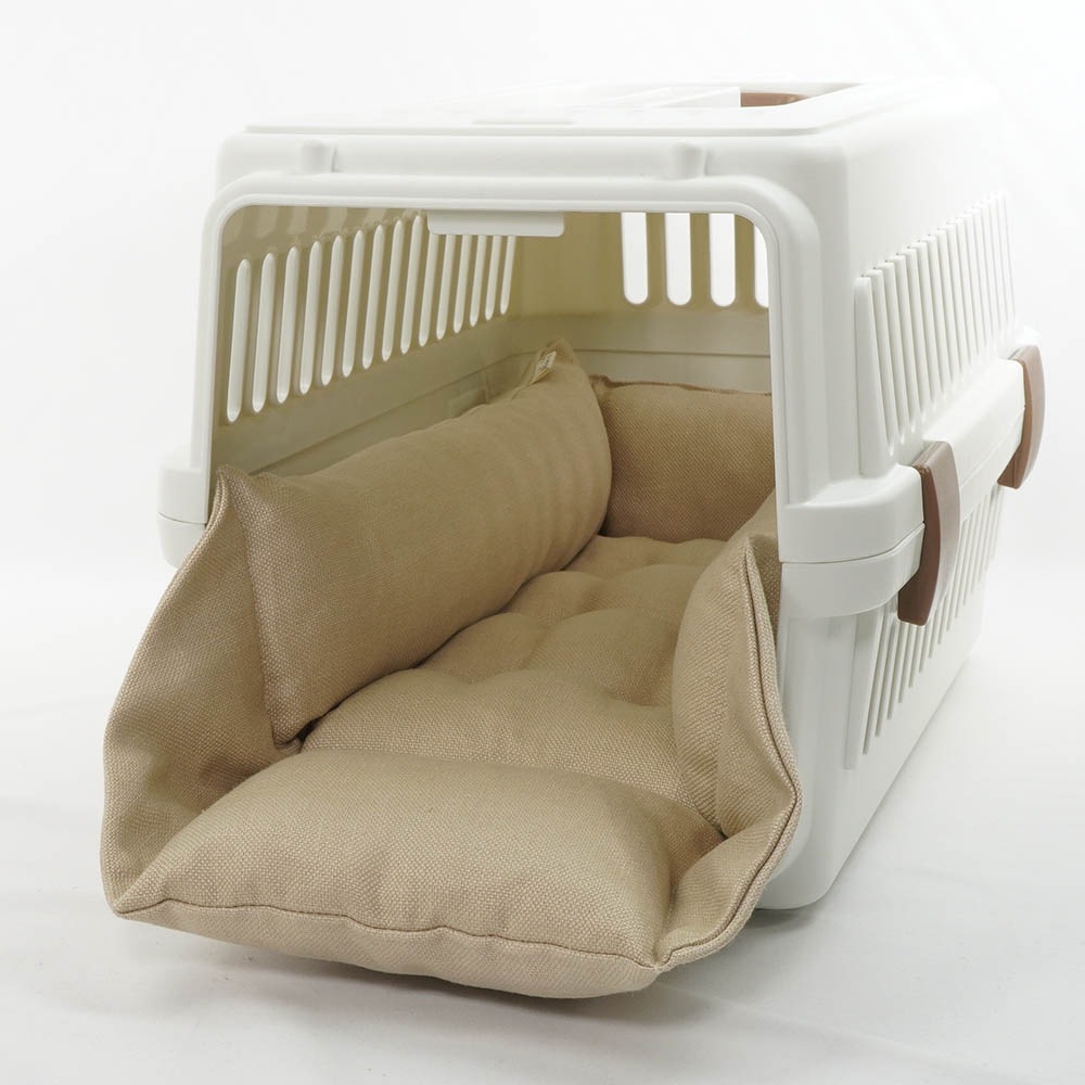 高品質な厚めのリネン素材 キャリークッションベッド/クレートクッション リトアニアリネン(両面リネン) Sサイズ