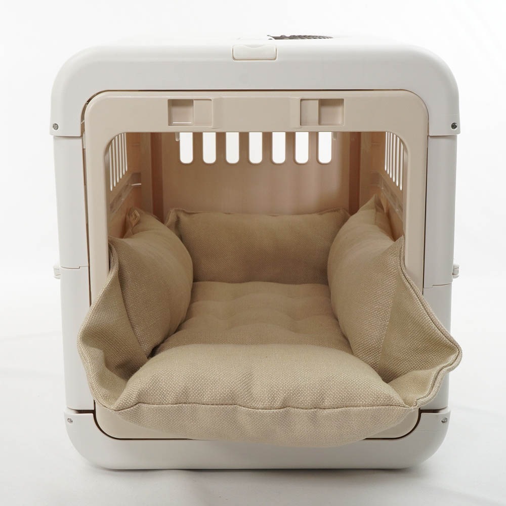 高品質な厚めのリネン素材 キャリークッションベッド/クレートクッション リトアニアリネン(両面リネン) Sサイズ