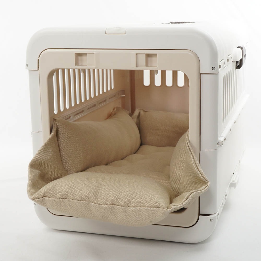 高品質な厚めのリネン素材 キャリークッションベッド/クレートクッション リトアニアリネン(両面リネン) Sサイズ