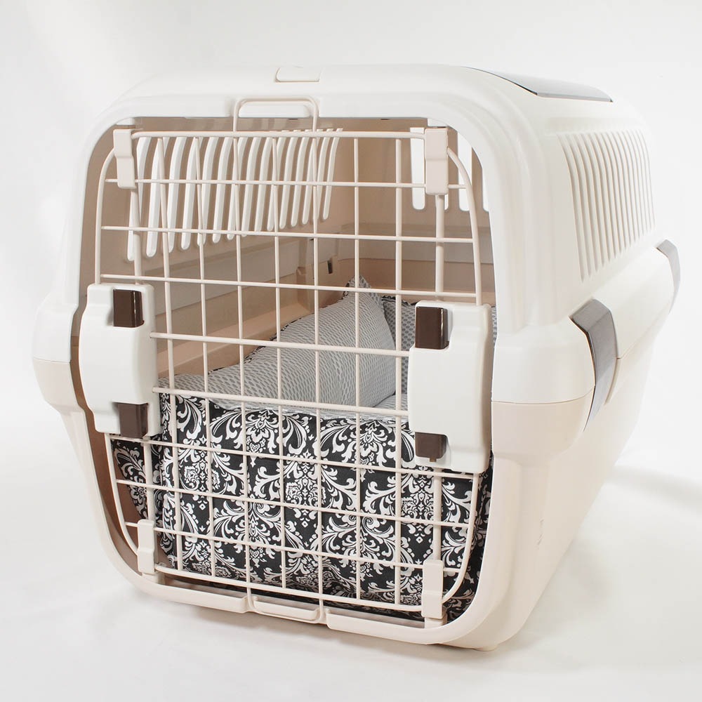 ペットが喜ぶ 夏用キャリークッションベッド iCOLD 接触冷感 ダマスク モスブラック Mサイズ