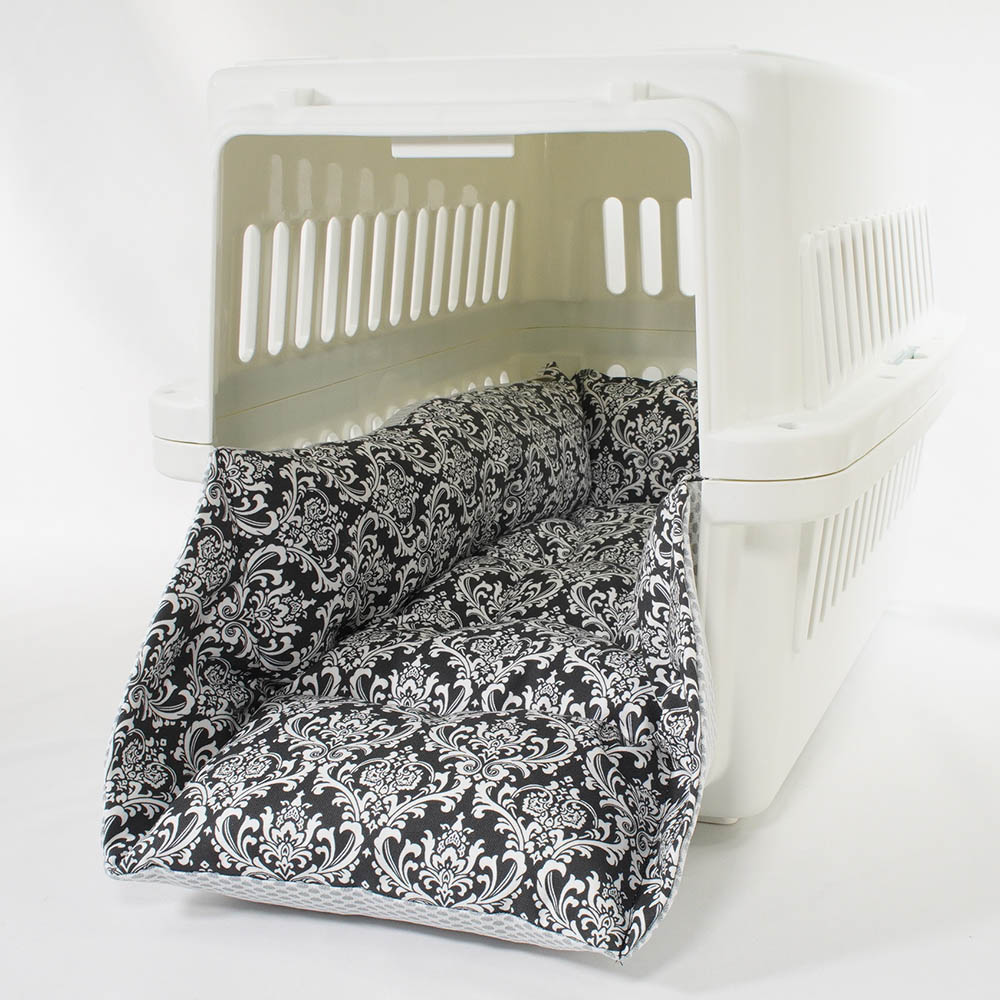 ペットが喜ぶ 夏用キャリークッションベッド iCOLD 接触冷感 ダマスク モスブラック Mサイズ