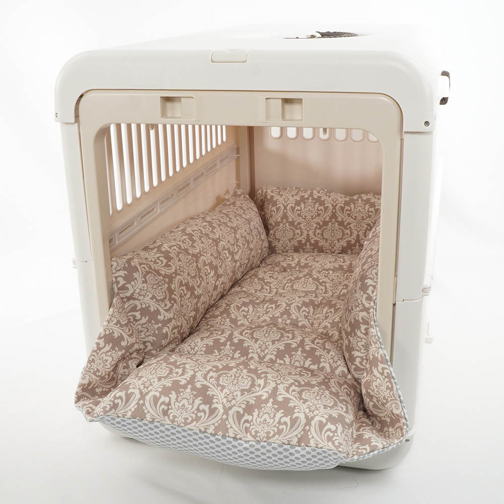 【500円OFF】DOME3ラージ用クッションセット 夏用ぷくぷく あごのせクッション＋夏用キャリークッションベッド Mサイズ 東洋紡iCOLD 接触冷感 ダマスク ベージュ
