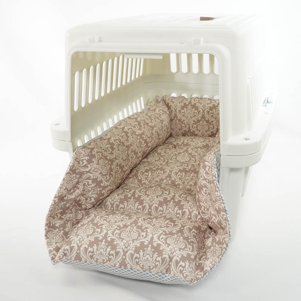 【500円OFF】DOME3ラージ用クッションセット 夏用ぷくぷく あごのせクッション＋夏用キャリークッションベッド Mサイズ 東洋紡iCOLD 接触冷感 ダマスク ベージュ