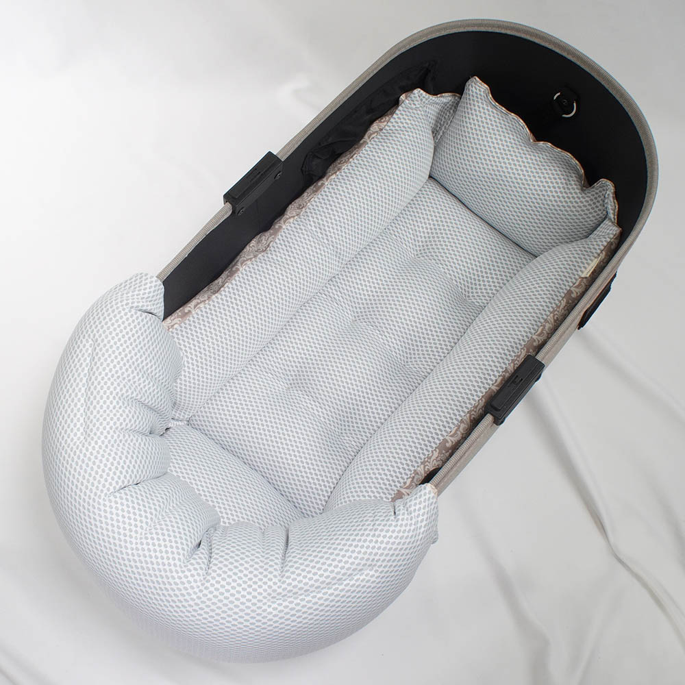 【500円OFF】DOME3ラージ用クッションセット 夏用ぷくぷく あごのせクッション＋夏用キャリークッションベッド Mサイズ 東洋紡iCOLD 接触冷感 ダマスク ベージュ