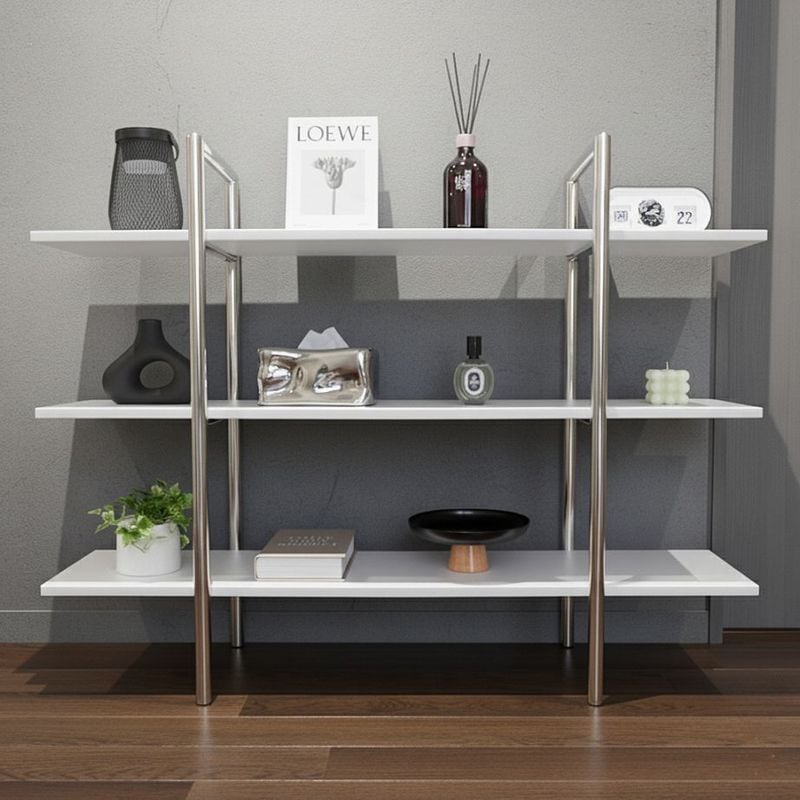 スタンドミラー付き オープンシェルフ ガラス板×スチールフレーム