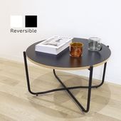 リバーシブル 丸テーブル 直径60cm 高さ39cm ブラック ホワイト MDF 木材 鉄フレーム 黒 白 円 丸形 カフェテーブル ティーテーブル おしゃれ オシャレ かわいい シンプル モノトーン
