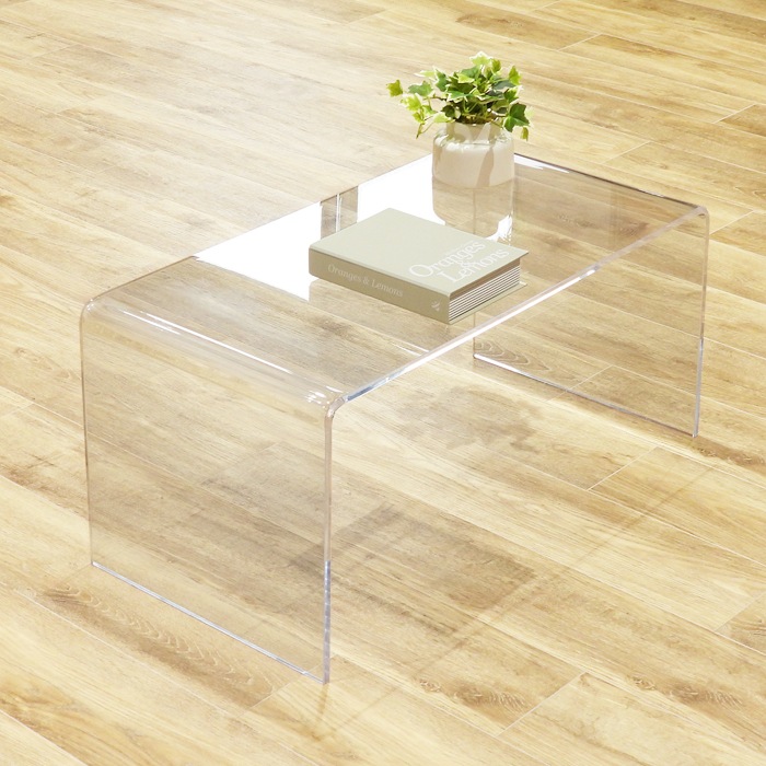 アクリル ローテーブル 幅70cm 奥行36.5cm 高さ33cm クリア｜センター