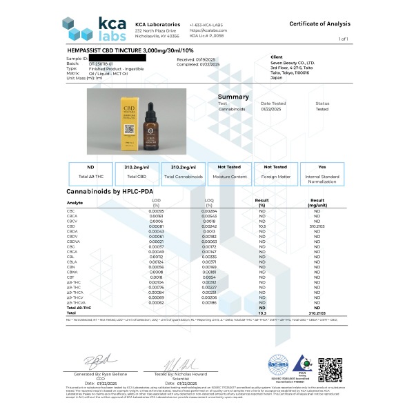 [ヘンパシスト] CBDティンクチャー オイル レモンライム 15% 10mL/10％ 30mL