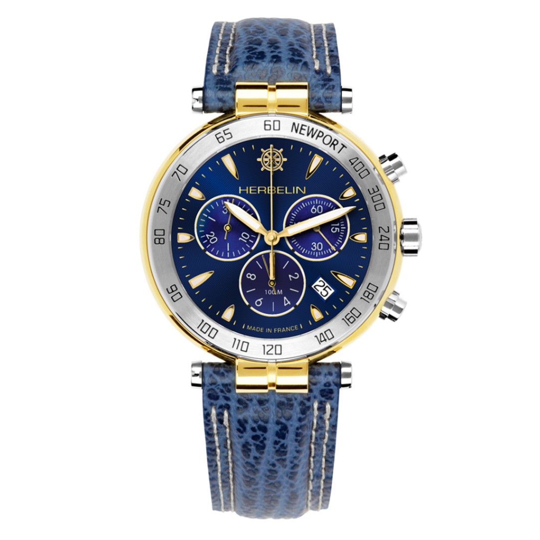 NEWPORT ヘリテージ オリジナル クロノグラフ クオーツ メンズ 革