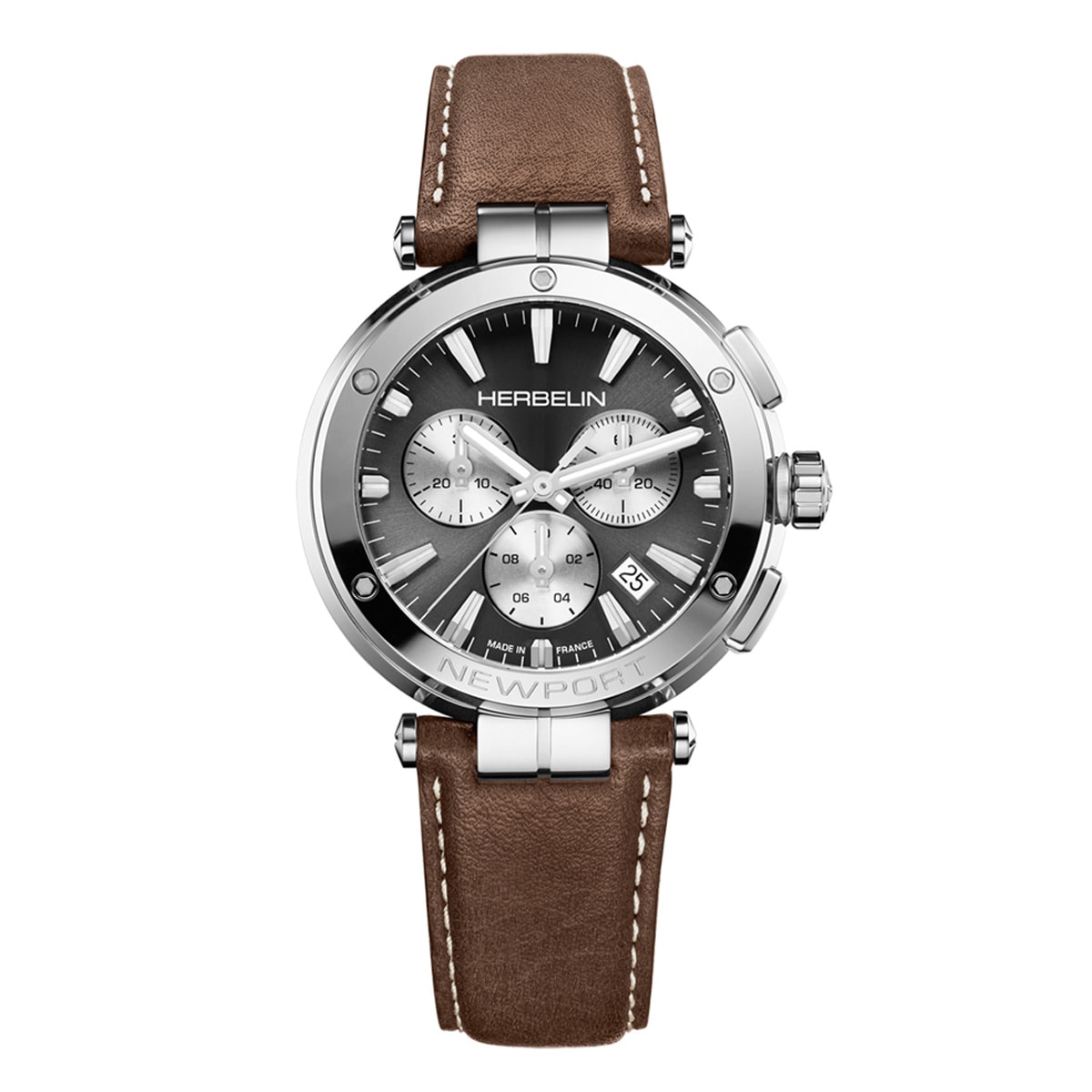 NEWPORT クロノグラフ クオーツ メンズ ブラウン 革ベルト