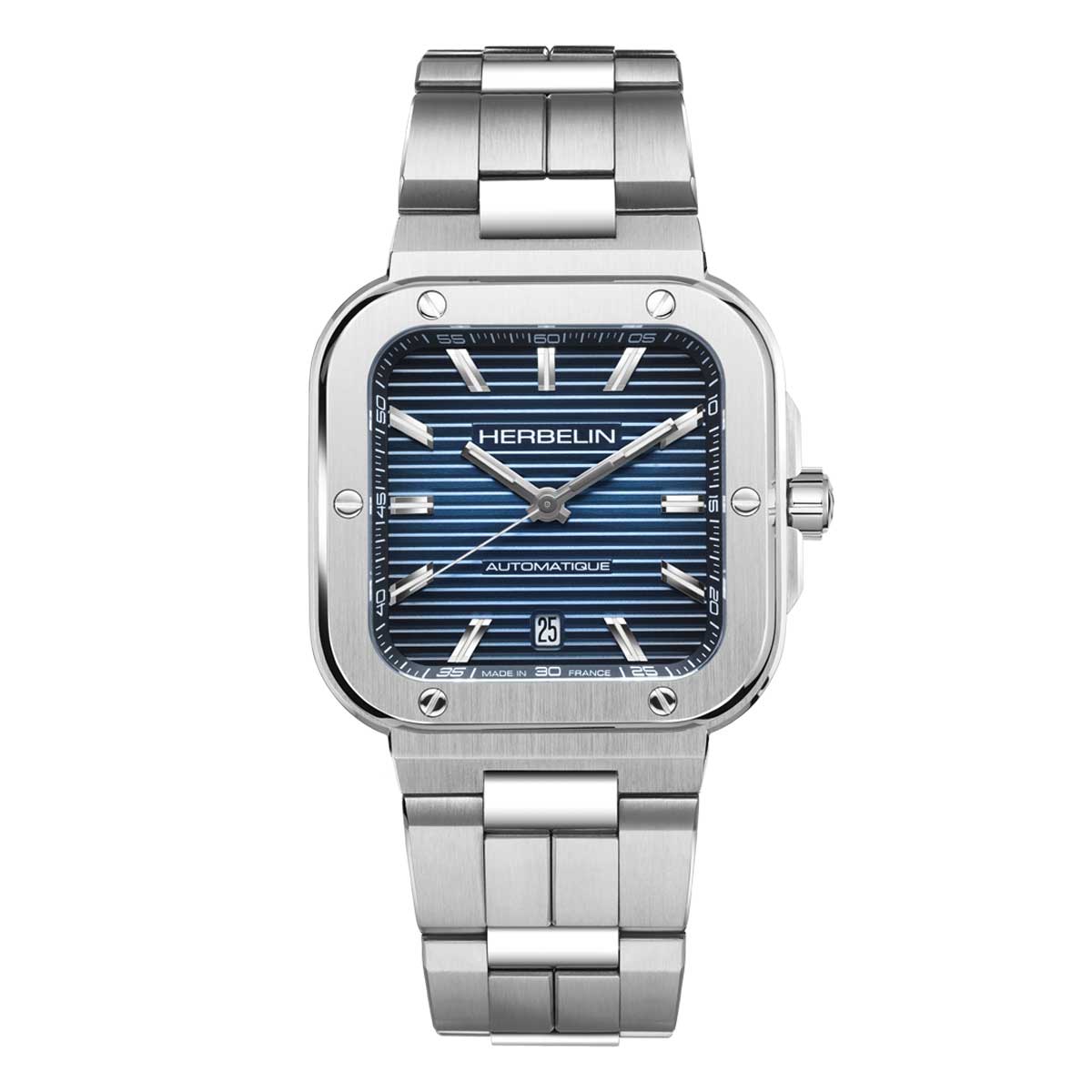 CAPCAMARAT スクエア 自動巻き メンズ メタルベルト シルバー ネイビー