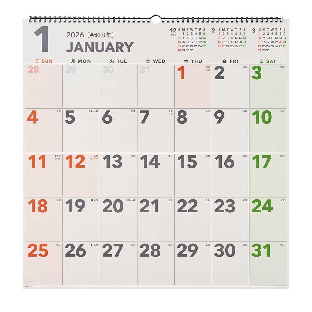 2026年1月始まり NOLTY(ノルティ) カレンダー壁掛（B2変型）[C154][M