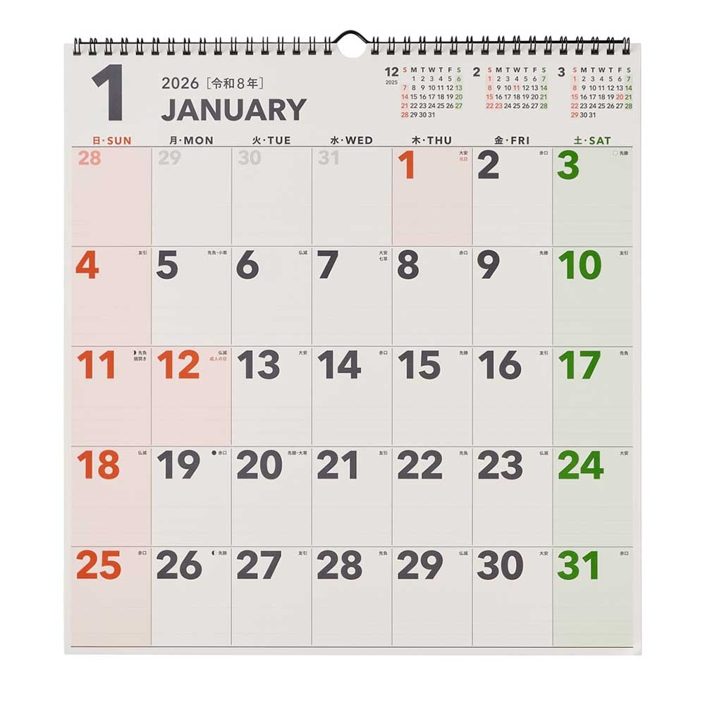 2026年1月始まり NOLTY(ノルティ) カレンダー壁掛（B3変型）[C155][M