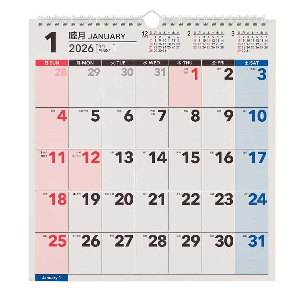 2026年1月始まり NOLTY(ノルティ) カレンダー壁掛（A3変型）[C164][M