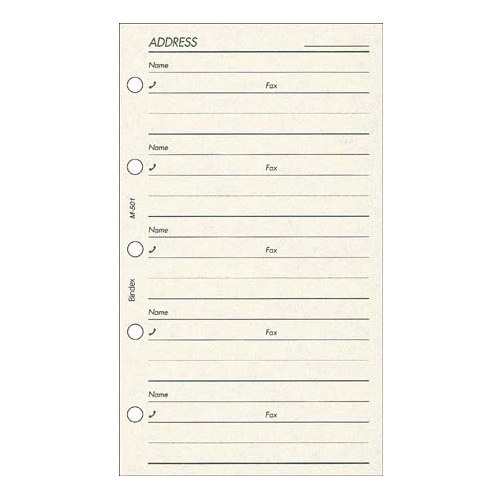 システム手帳用リフィル ミニ5サイズ ADDRESS[M501][M便 4/26] | 2026