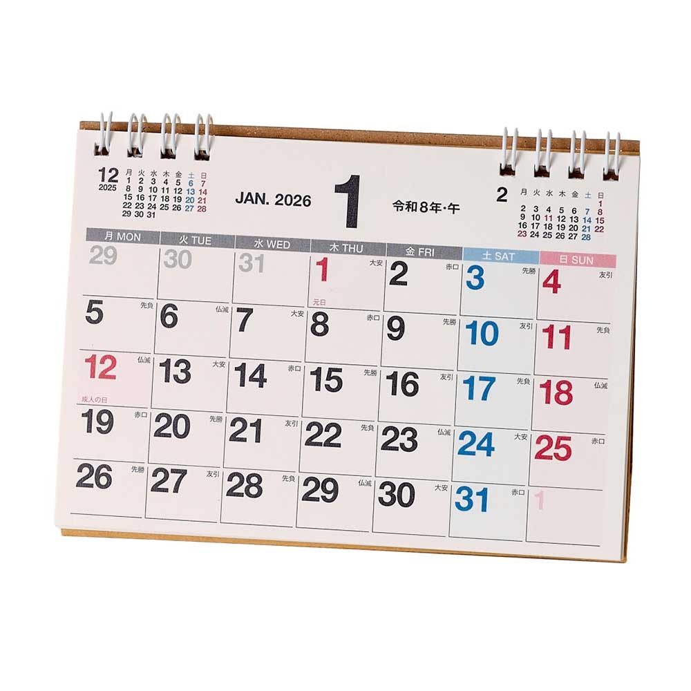 2026年1月始まり NOLTY(ノルティ) カレンダー卓上月曜始まり（A7横