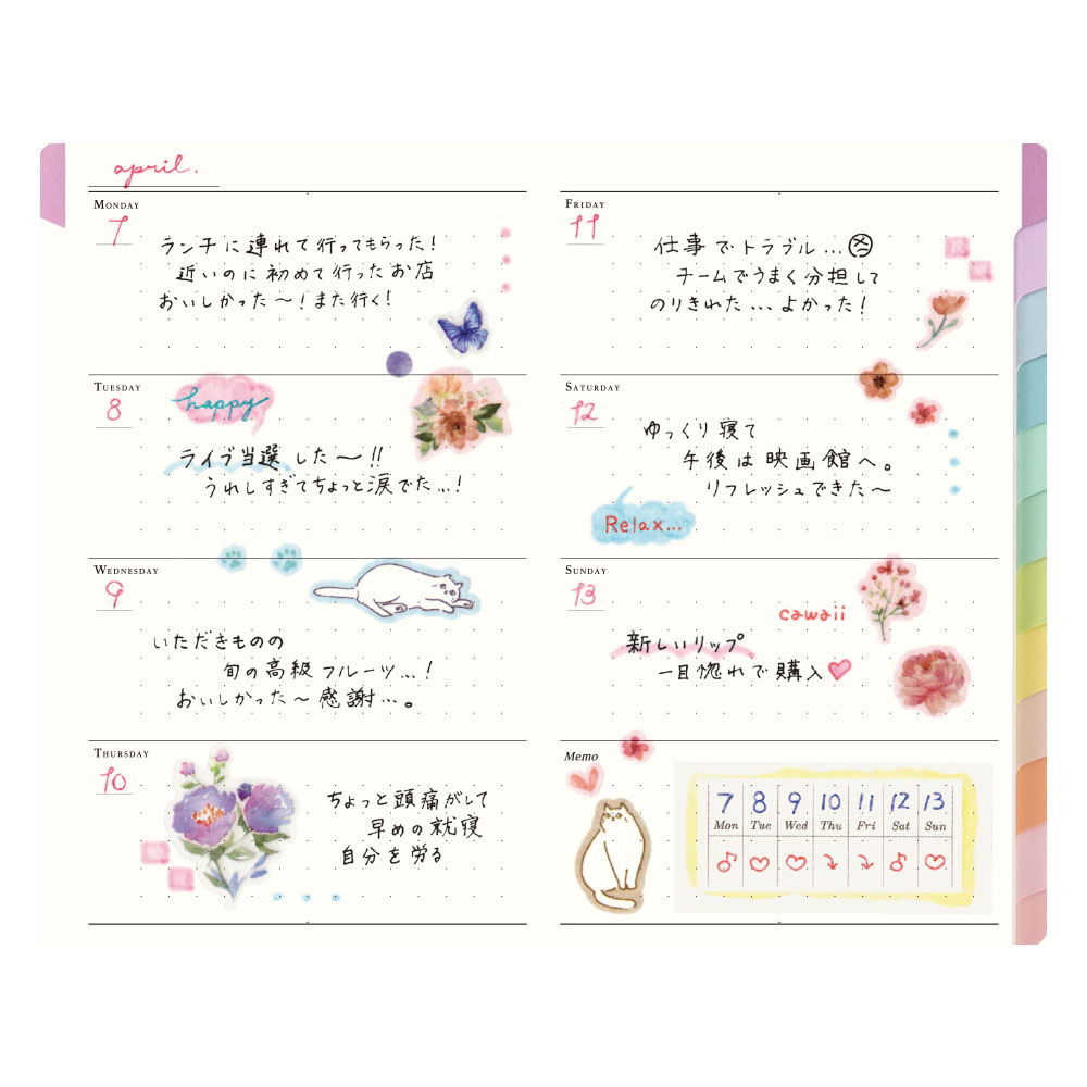 ペイジェムウィークリーコンパクト－iメモ（日付なし）（ピンク