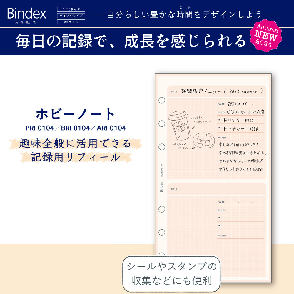 システム手帳用リフィル バイブルサイズ (レコーディングメモ